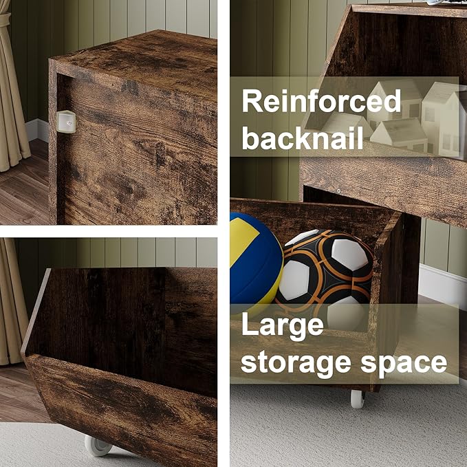 Toy Storage and Organizer for Kid, Boys and Girls Muti-Functional Bookcase and Storage Bin with Moveable Drawers, Children Toddler Storage Carbinet Retro Brown