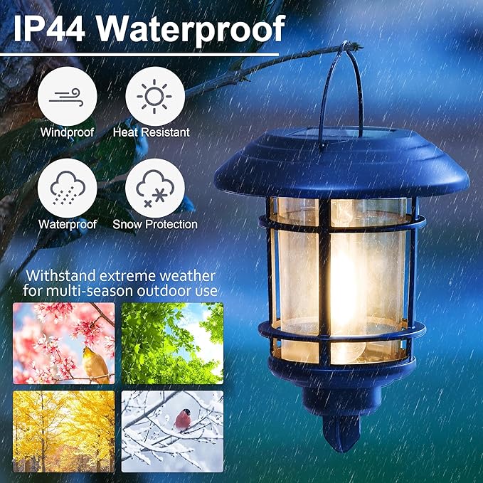 Dynaming 6 Pack Dual Use Solar Path Lights Outdoor, Hanging Lantern Solar Garden Lights with Edison Bulb, Landscape Lighting, Waterproof & Auto On/Off for Patio Pathway Walkway Driveway, Warm White