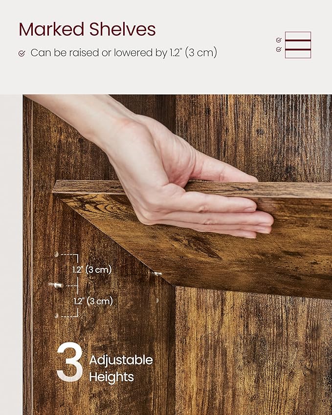 VASAGLE Custos Collection - Bookshelf, 3-Tier Bookcase, Book Shelf, Open Storage Shelf, 9.4 x 31.5 x 32 Inches, for Living Room, Home Office, Dinning Room, Rustic Brown ULBC173X01