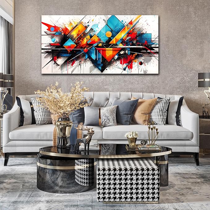 CIRABKY Abstract Wall-Art for Living Room - Abstract Pictures Wall Decor - Colorful Bedroom Canvas Wall Art Ready to Hang Size 24" x 48"