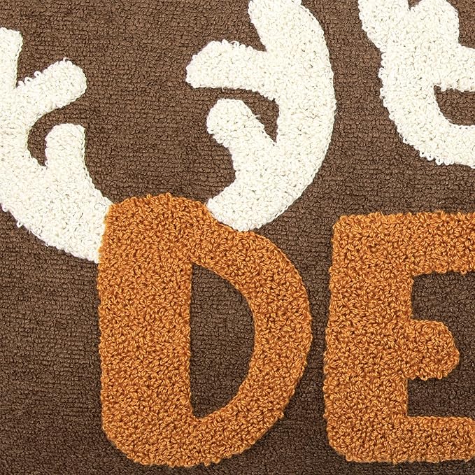 Embroidered Deer Christmas Pillow Covers 12x20, Cute Embroidered Throw Pillow Covers Christmas Decorations Holiday Pillows for Home Couch,Brown/Pumpkin