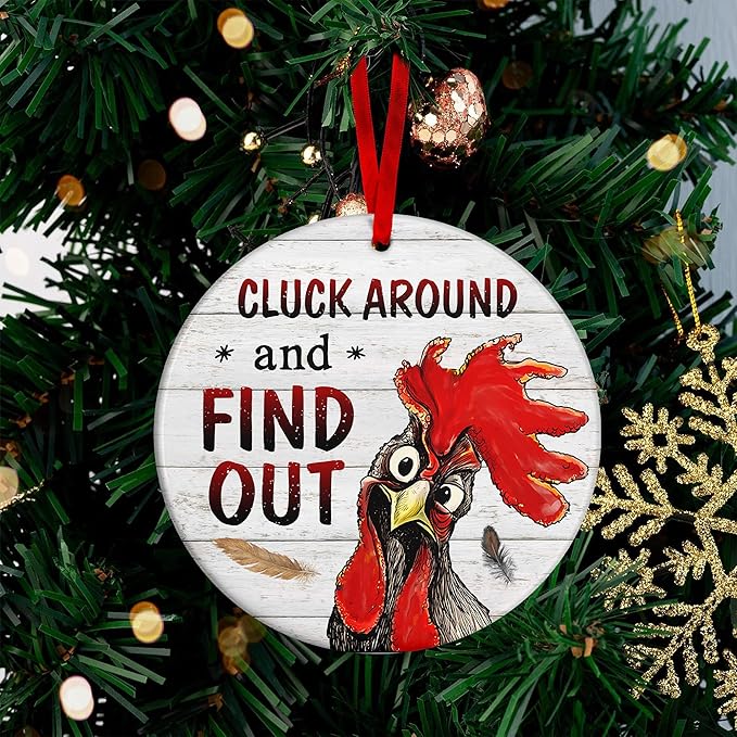 Rooster Ornament - Chicken Ornaments for Christmas Tree, Farm Animal Ornament, Yearly Collection 2025, Ideal for Hangings On Christmas Chicken Tree, Coop-Themed Ornaments