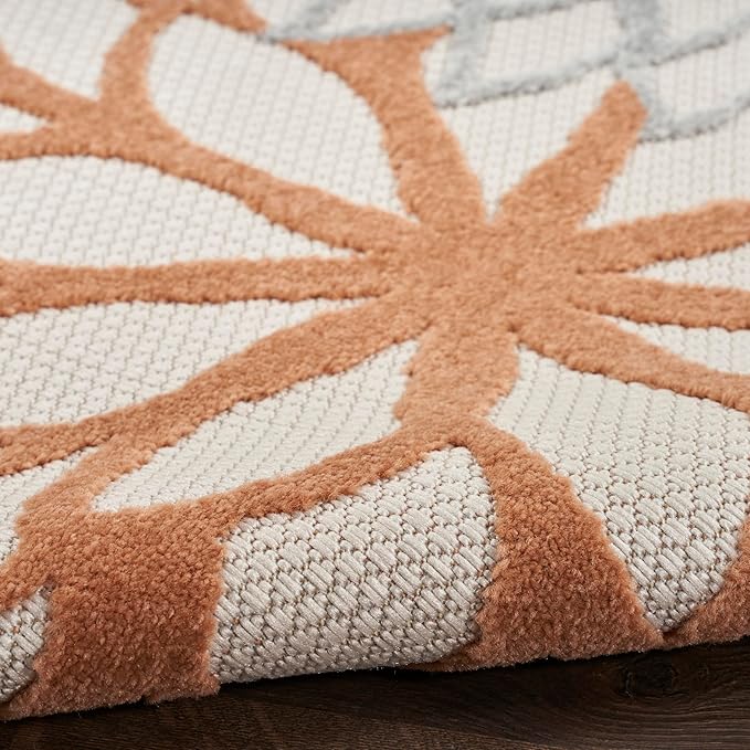 Nourison Home Aloha Indoor-Outdoor Ivory Multicolor 7'10" x 10'6" Area Rug, Easy Cleaning, Non Shedding, Bed Room, Living Room, Dining Room, Backyard, Deck, Patio (8x11)