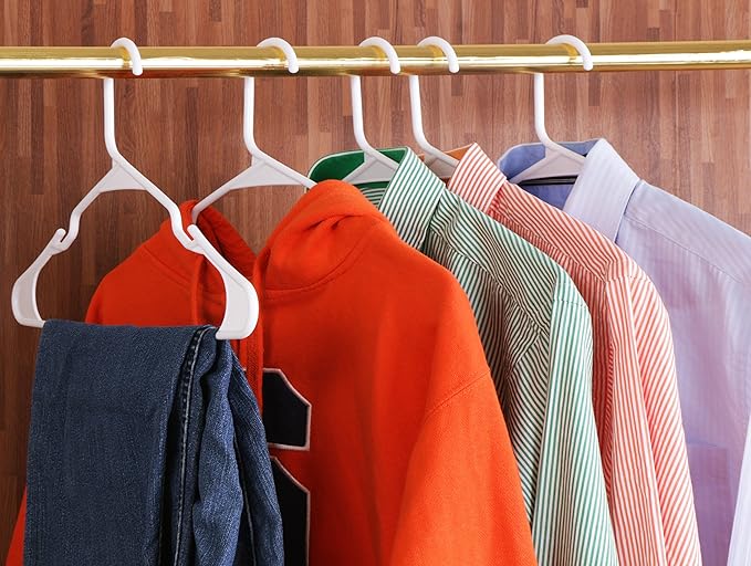 Utopia Home - Plastic Hangers 50 Pack - Space Saving Clothes Hanger - Durable and Strong Closet Organizers and Storage Makes It Ideal Apartment or Dorm Room Essentials for Girls or Guys (White)