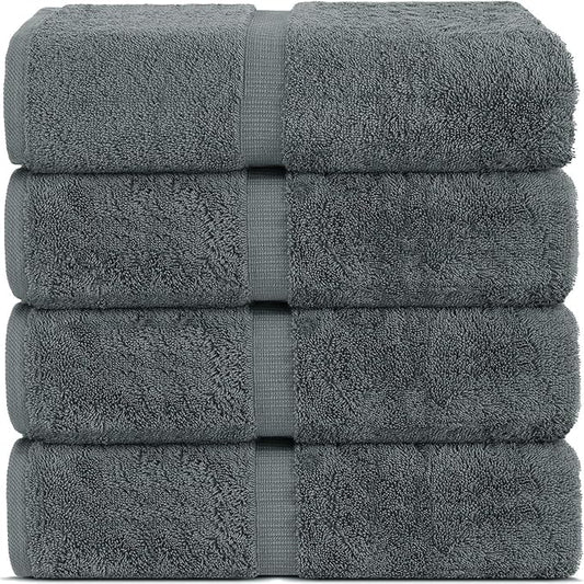 Chakir Turkish Linens 100% Cotton Premium Turkish Towels for Bathroom | 30'' x 60'' Large Bath Towels (4 Piece, Dark Gray)