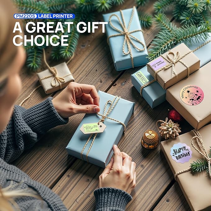 POLONO PM220S Label Maker Machine with Tape, 2 Inch Bluetooth Thermal Label Printer, Portable Sticker Printer for School, Office, Home, Business, Label Maker with 2'' x1.18'' Labels, Pink