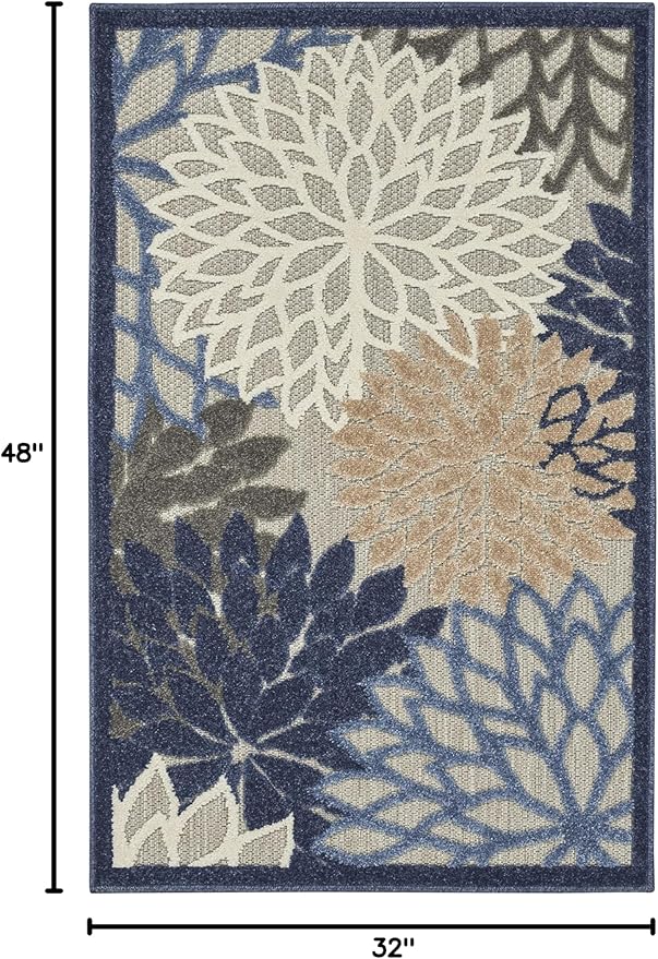 Nourison Aloha 2'8" x 4' Blue/Multicolor Outdoor Indoor/Outdoor Rug