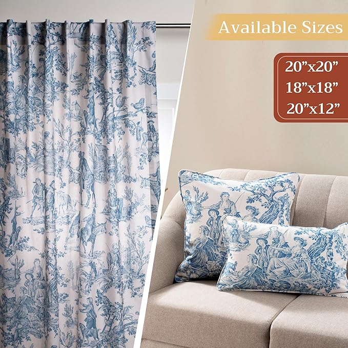 Maison d' Hermine Decorative Pillow Covers 18 x 18 Inch Square 100% Cotton Throw Pillow Covers with Invisible Zipper for Living Room Couch, Chair, Sofas, Bedroom, Home (The Miller - Denim)