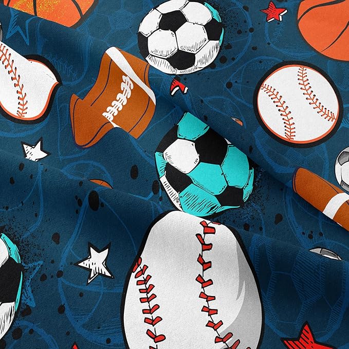 Tailor Shop Sports Boys Comforter Sets Queen Size,Sports Bedding Sets for Boys Kids Teens Football Basketball Baseball Ball with 2 Pillowcase……