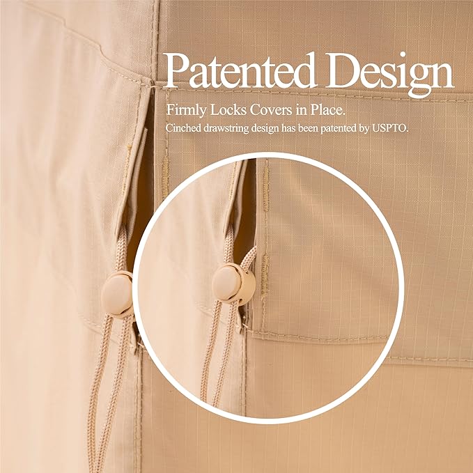 WJ-X3 Ripstop 3-Seater Outdoor Couch Cover, Heavy Duty Patio Sofa Cover,Waterproof & Wind Resistant,82W x 39D x 36H, Beige