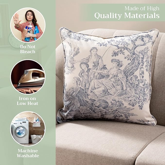 Maison d' Hermine Decorative Pillow Covers 20x20 Inch Square 100% Cotton Throw Pillow Covers with Invisible Zipper for Living Room Couch, Chair, Sofas, Bedroom, Home (The Miller - Paloma Grey)