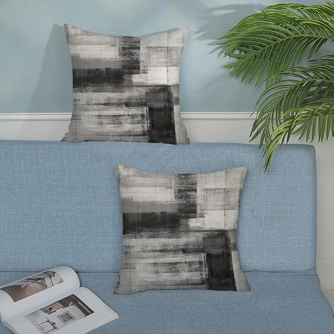 Boho Pillow Covers 18x18 Pack of 2 Black Art Painting Decorative Throw Pillow Covers Outdoor Decor Bohemian Abstract Modern Decor Pillowcase Farmhouse Cushion Case for Sofa Couch