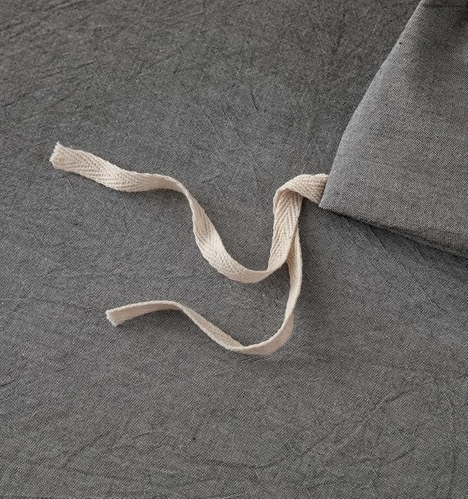 JIYUAN 100% Washed Cotton Duvet Cover Set 3 Pieces Alaska King, 1 Duvet Cover 132x120 Inches(Comforter Not Included) and 2 Pillowcases,Linen Feel Bedding Set Comfy and Breathable,Heathered Dark Grey