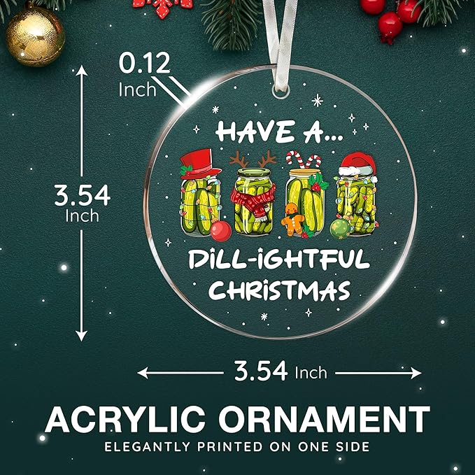 Dill Pickle Ornament - Dill Pickle Ornaments for Christmas Tree - Unique Feature of Small Pickle Ornaments - Ideal Gift for Christmas Tree, Perfect Pickles Ornament for Xmas