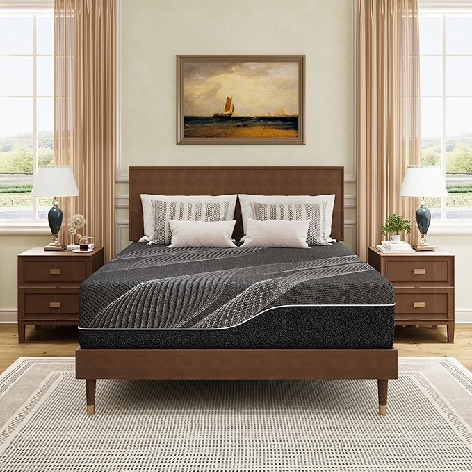 King Mattress 14 Inch Charcoal Gel Memory Foam in a Box, CertiPUR-US Certified, Fiberglass Free, Cooling Double Mattress, Made in The USA of US Foam, 80" × 76" × 14", Medium