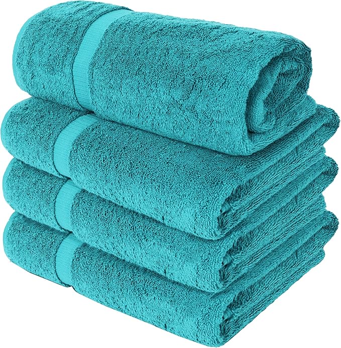 Chakir Turkish Linens | Hotel & Spa Quality 100% Cotton Luxury Turkish Towels | Soft & Absorbent (30x60 Inches Extra Large Bath Towels, Set of 4 - Aqua)