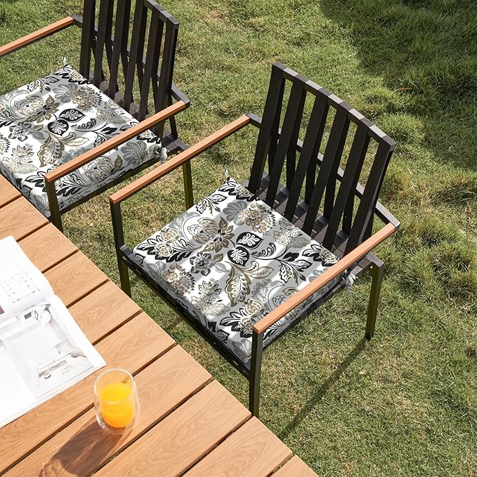 Set of 2 Outdoor Square Chair Cushions 18.5"x16"x2" for Patio, Water Resistant Patio Dining Seat Pads Replacement for Kitchen Garden and Outdoor Furniture Decoration - Dailey Tan