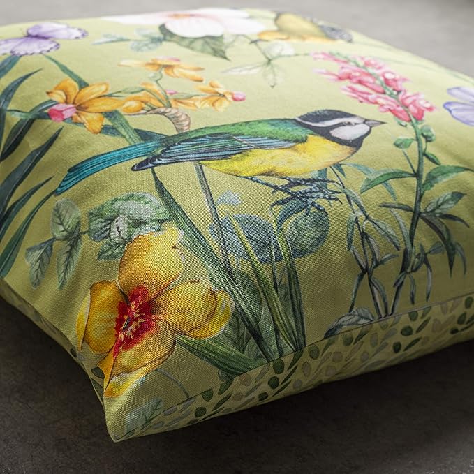 Maison d' Hermine Decorative Pillow Covers 20x20 Inch Square 100% Cotton Throw Pillow Covers with Invisible Zipper for Living Room Couch, Chair, Sofas, Bedroom, Home (Hesperides - Oiseaux)
