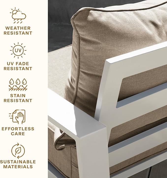 Honeycomb Outdoor Deep Seat, 24 x 23, Courtyard Geo Almond Chair Cushion for Patio Furniture