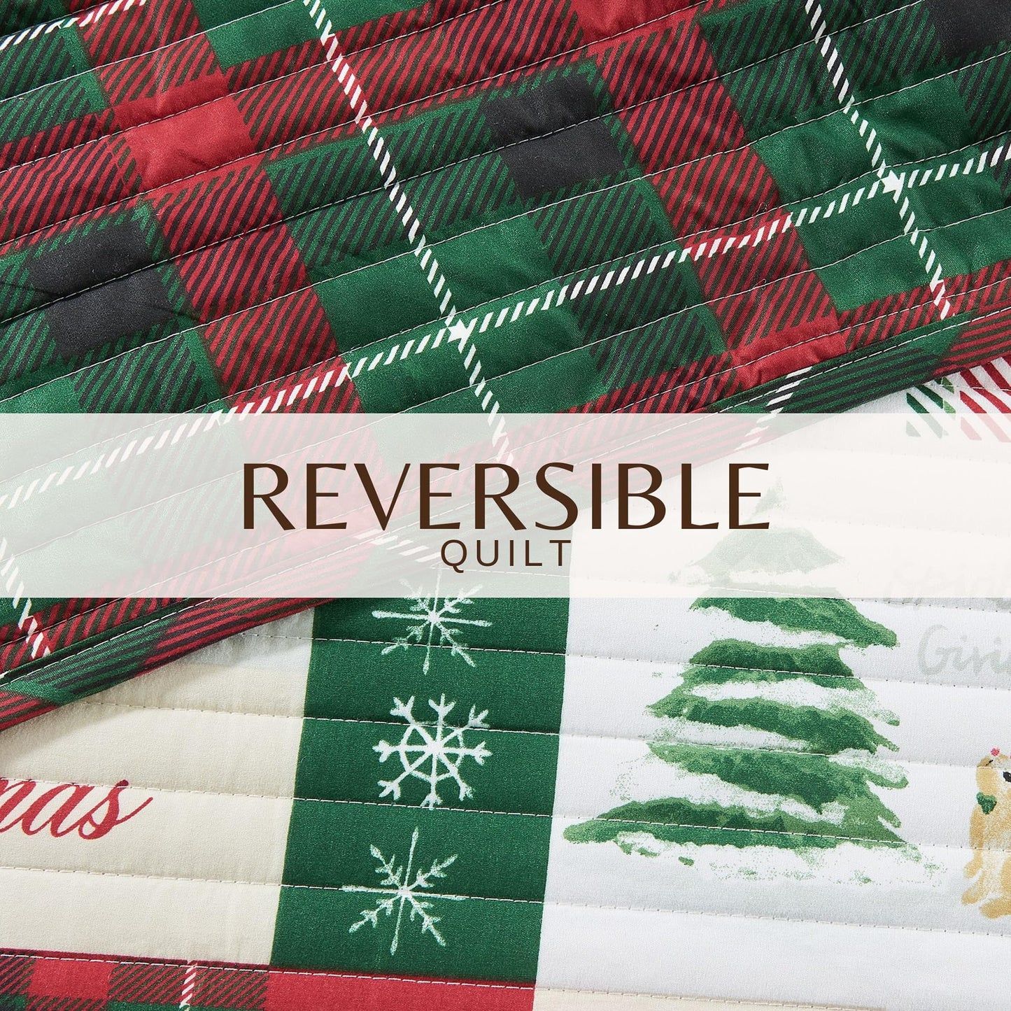 Great Bay Home King Size Christmas Quilt Set with Shams - Vibrant, Cheerful, Christmas Prints - Reversible Holiday Seasonal Bedspread with Matching Shams (King/California King, Holiday Patchwork)