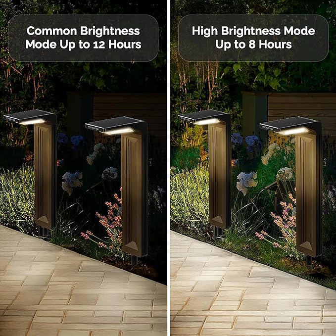 Solar Pathway Lights 2Pack, Waterproof Bright LED Modern Decorative Path Light for All Outdoor uses Backyard, Walkway, Landscape, Driveway, Lawn, Patio, Garden Yard. 2 Brightness Modes (Warm White)