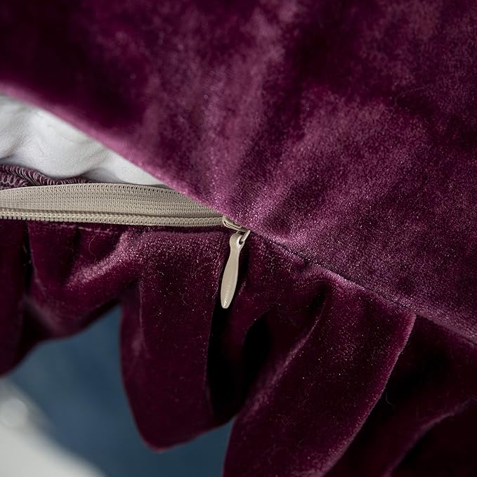 Velvet Throw Pillow Cover Soft Decorative Luxurious Solid Square Cushion Case for Sofa Couch Bedroom Farmhouse,Pack of 2, 18 x 18 Inches, Amaranth