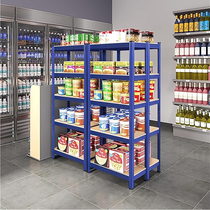 Yaheetech Standing Shelf Units, 5 Tier Storage Shelf, Heavy Duty Shelving, Adjustable Garage Shelves, Utility Rack Shelf Unit, Basement Warehouse Shed, 35.5″W× 12″D × 71″H - Blue