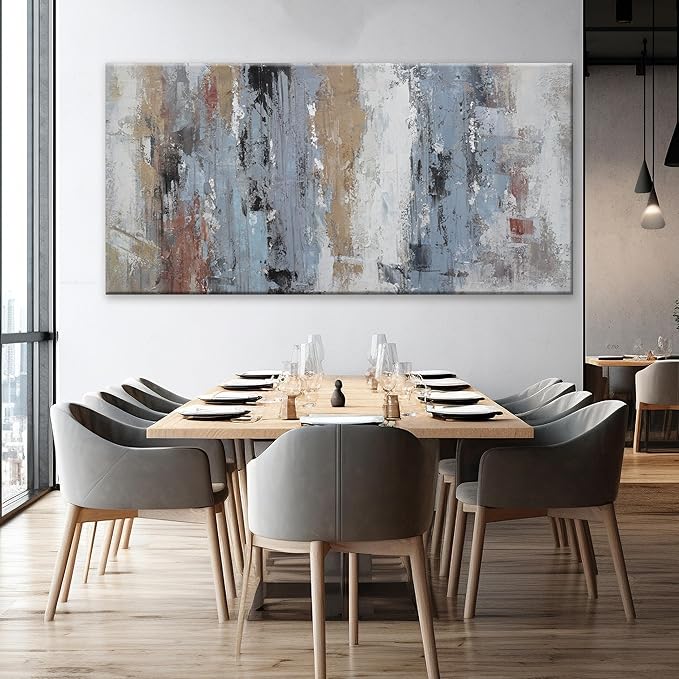 YISXINOAG Abstract Wall Art For Living Room Colorful Canvas Art Wall Decor Large Teal Blue White Wall Art Office Decor Abstract Painting For Home Bedroom Hotel Artwork 29x58 Inch