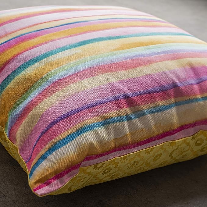 Maison d' Hermine Decorative Pillow Covers 20x20 Inch Square 100% Cotton Throw Pillow Covers with Invisible Zipper for Living Room Couch, Chair, Sofas, Bedroom, Home (Hesperides - Bayadere)