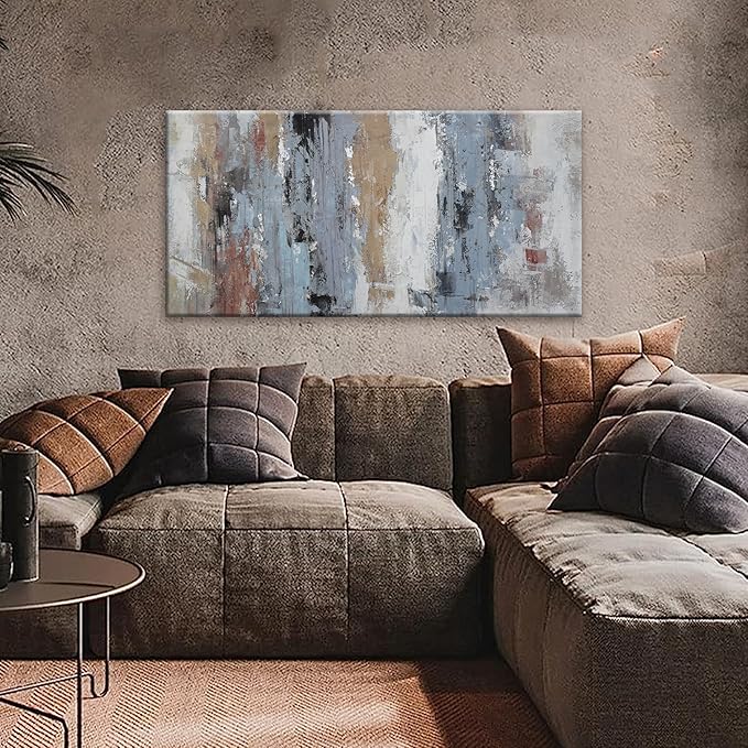YISXINOAG Colorful Abstract Canvas Art Wall Decor Painting Home Wall Decor 20x40 Inch Decorations Blue Brown And White Wall Art Office Decor Colorful Canvas Picture Artwork For Bedroom Kitchen