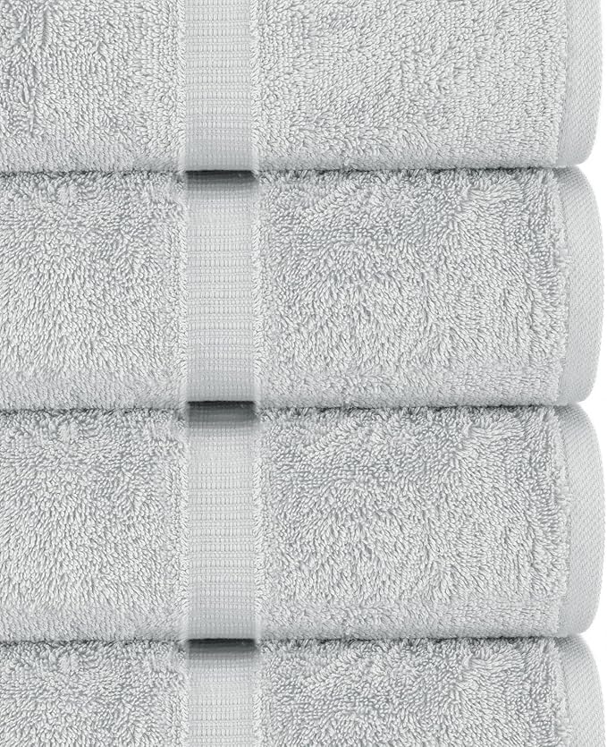 Chakir Turkish Linens Premium Cotton Absorbent Turkish Towels (Bath Towel - Set of 4, Silver Gray)