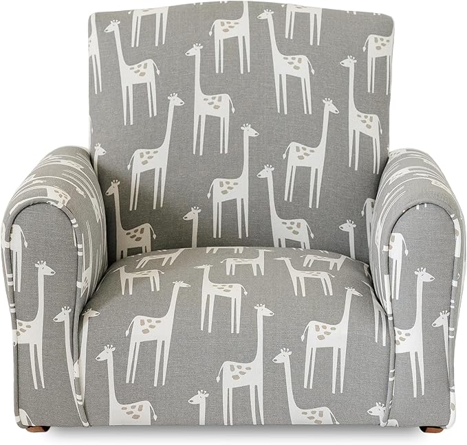Kid Rocking Chair for Toddlers, Child Chair for Little Kids, Upholstered Toddler Armchair for Children, Comfy and Cute Little Kid Chairs (Rockers, Grey Giraffes Print)