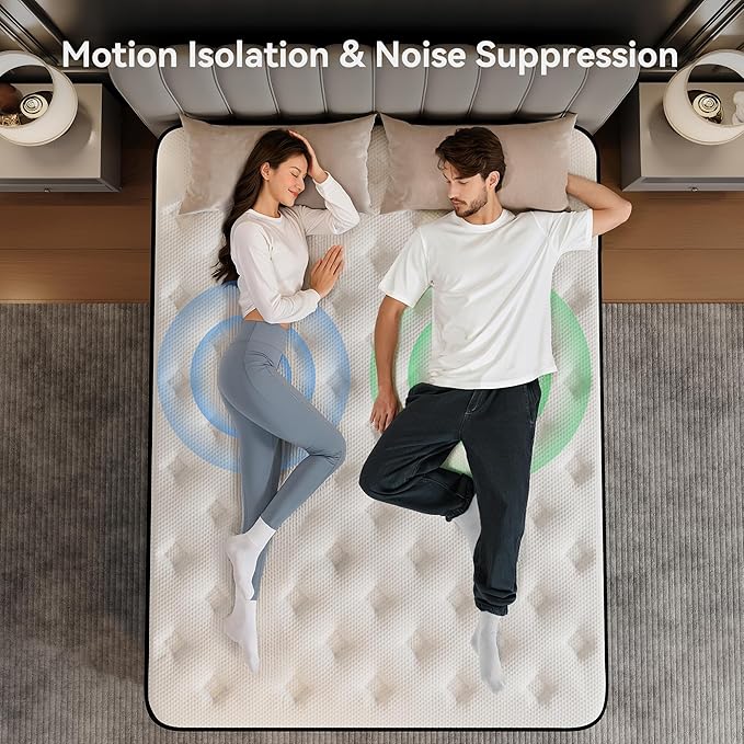 King Size Mattress, 12 Inch King Memory Foam Mattress in a Box, Hybrid mattresses with Independent Pocket Coils for Motion Isolation & Silent Sleep, Medium Firm, CertiPUR-US,100 Nights Trial