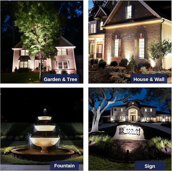 Low Voltage Spotlight LED - 12V Outdoor Light Fixture Weather Proof, Brass Landscape Lights Hardwired, Bronze Coastal for Flag Sign with Cool Light MR16 Removable Bulbs (10 Pack)