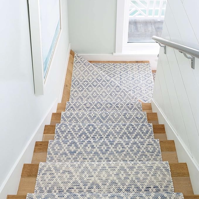 Dash and Albert Melange Diamond Cotton Area Rug - 2' x 3' Blue Diamond Handwoven Accent Rug - Durable, Lightweight, High Traffic Areas Hallway, Bedroom, Stairs