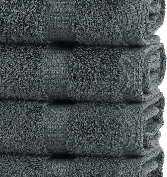 Chakir Turkish Linens Premium Cotton Absorbent Turkish Towels (Washcloths - 12 Piece, Dark Gray)
