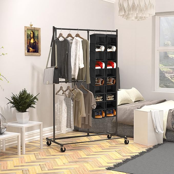 Simple Houseware 10 Shelves Closet Hanging Shoe Organizer, Black