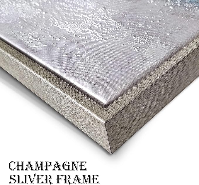 Abstract Wall Art Canvas Framed: Blue Abstract Painting Artwork on Canvas for Bedroom (24''W x 24''H, Multiple Sizes)