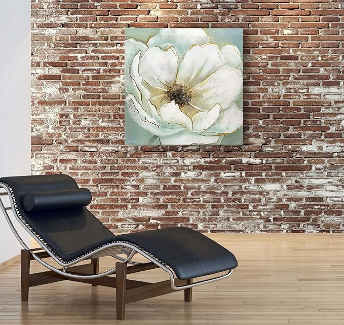 Wexford Home Soft Teal Splendor Gallery Wrapped Canvas Wall Art, 24x24,