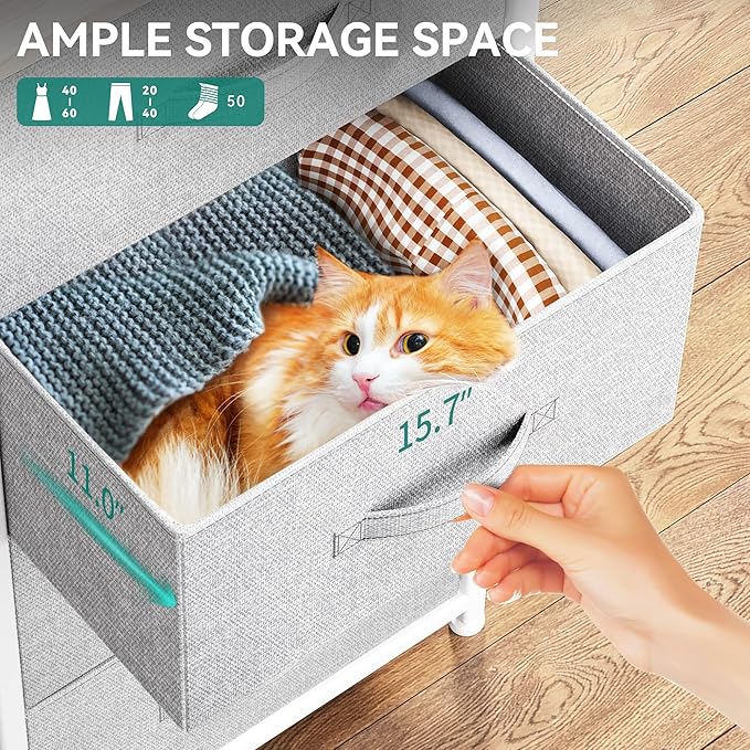 YITAHOME Dresser with 4 Drawers - Fabric Storage Tower, Organizer Unit for Bedroom, Living Room, Hallway, Closets - Sturdy Steel Frame