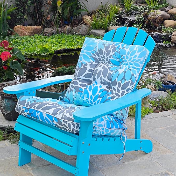 JMGBird Outdoor Chair Cushions, Pack of 2 Patio Seat/Back Cushions 19" x 19" with Ties for Patio Furniture Chairs Home Garden Decoration