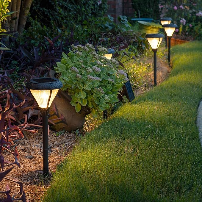Gama Sonic Premier Outdoor Pathway Garden Landscape Light with 2 Color LEDs, Warm White and Bright White, Black, Heavy Duty Cast Aluminum, 50 Lumens, 4-Pack (239iP490080)