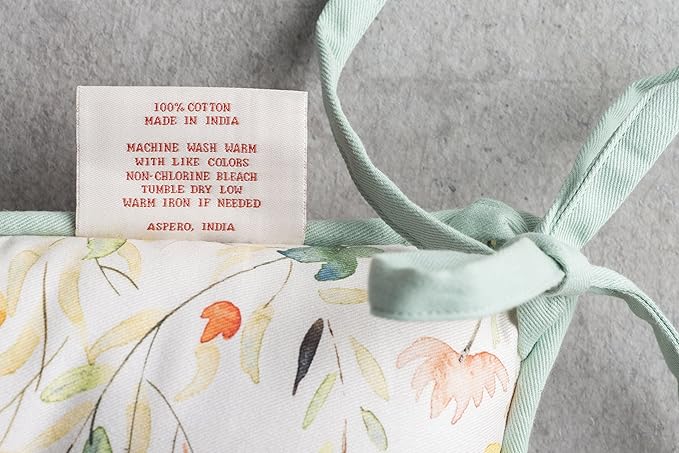 Maison d' Hermine Chair Pads for Dining Chairs Cotton Outer Fabric and Poly Filling 16"x16" Patio Seat Cushions for Furniture with Ties Home Chair Party Hall Farmhouse (Colmar, Pack of 2)