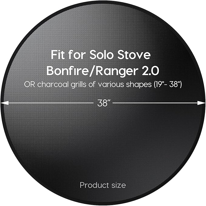 38" Fireproof Fire Pit Mat for Solo Stove Bonfire, Round Grill Mats for Outdoor Grill Deck Protector, Waterproof Pad for Solo Stove Accessories, BBQ Mat for Patio