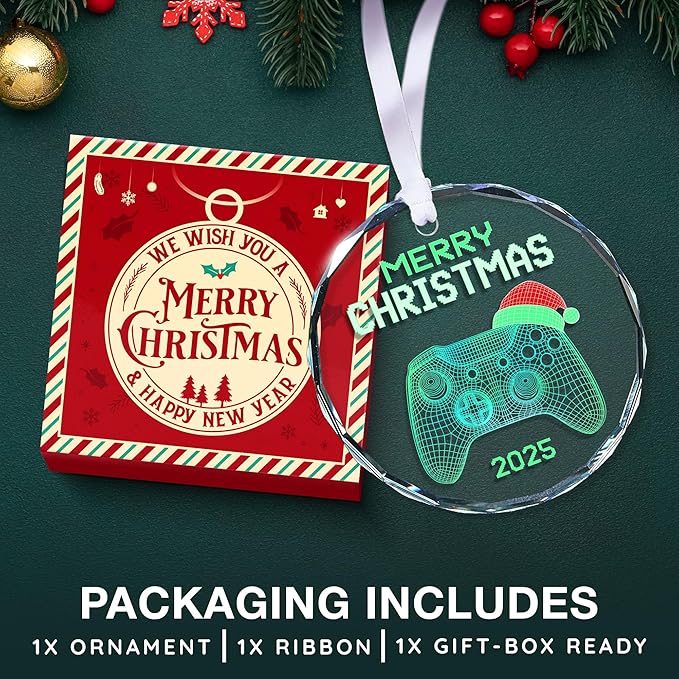 Gamer Ornaments for Christmas Tree - Video Game Ornaments, Unique Gifts for Gamers, Gaming Ornament, Perfect Game Controller Christmas Ornament, Ideal Present for Gamers