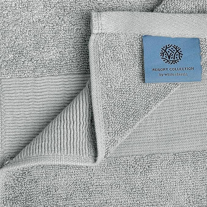 White Classic Resort Collection Soft Hand Towels | 16x27 Luxury Hotel Plush & Absorbent Cotton Hand Towel [6 Pack, Dolphin Grey]