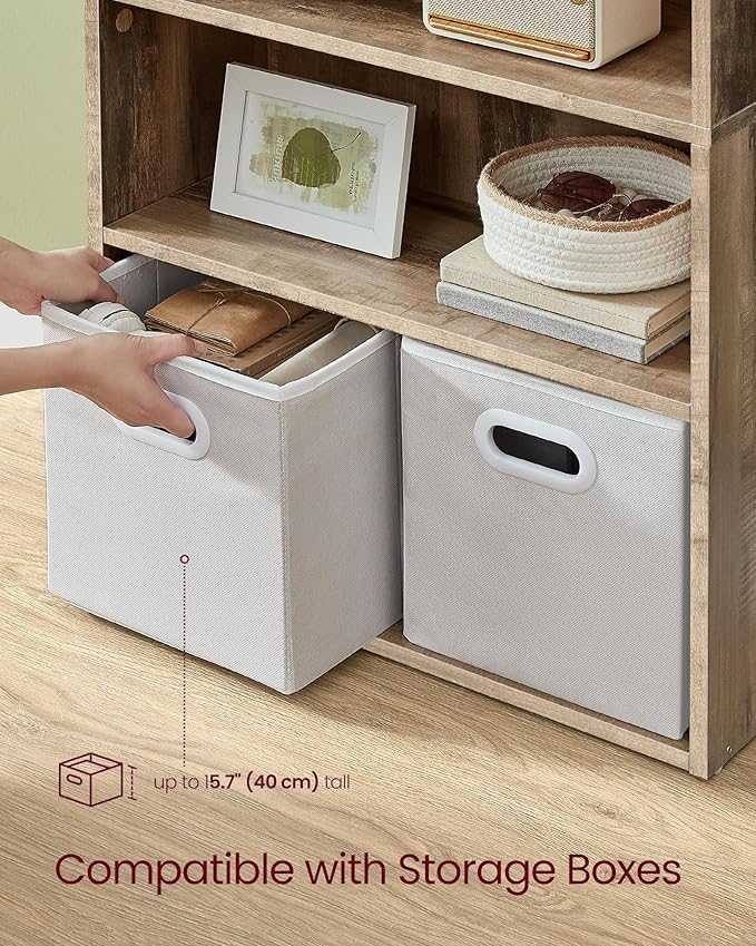 VASAGLE Custos Collection - Bookshelf, 4-Tier Bookcase, Book Shelf, Open Storage Shelf, 9.4 x 23.6 x 42.4 Inches, for Living Room, Home Office, Dinning Room, Camel Brown ULBC164L01