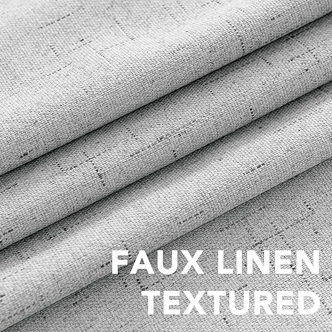 H.VERSAILTEX Linen Blackout Curtains Durable Thick Textured Linen Look 100% Blackout Patio Door Curtain Anti Rust Grommet Extra Wide Sliding Door Curtain Panel, Glacier Gray, W100 x L96 inch