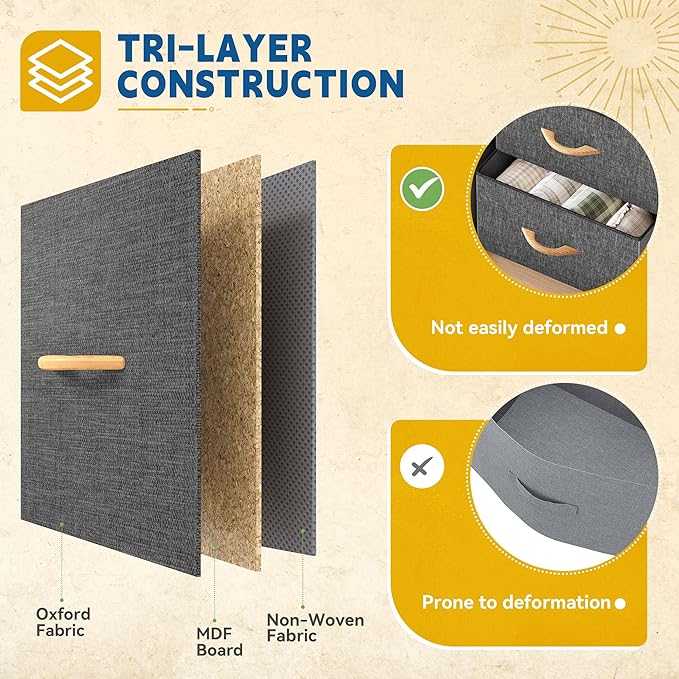 DWVO 10 Drawers Dresser, Fabric Dresser, Fabric Storage Tower, Organizer Unit for Bedroom, Living Room, Hallway, Closets