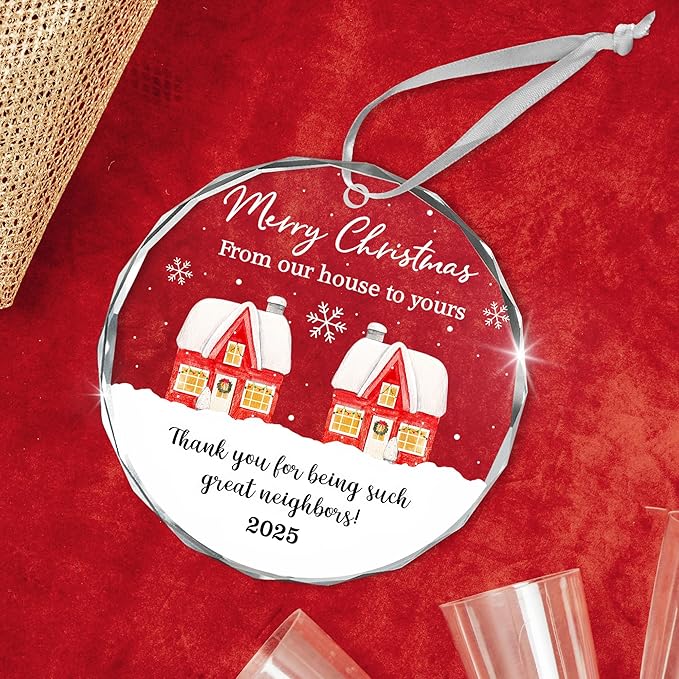 Neighbor Christmas Ornament 2025 – Thoughtful Christmas Friend Gifts for Neighbors, Acrylic Ornaments for Neighbor Friends Bestie Friendship, Awesome Neighbor Gifts, Holiday Tree Decoration Keepsake
